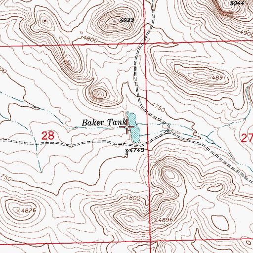 Topographic Map of Baker Tank, NM