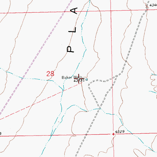 Topographic Map of Baker Wells, NM