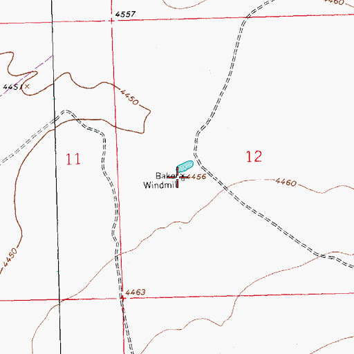 Topographic Map of Baker Windmill, NM