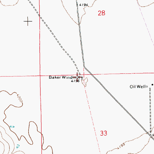 Topographic Map of Baker Windmill, NM