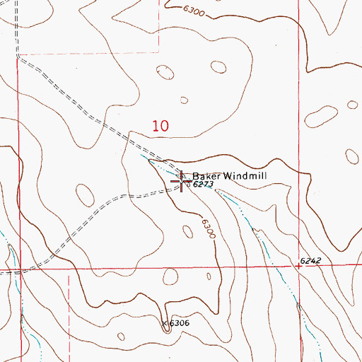 Topographic Map of Baker Windmill, NM