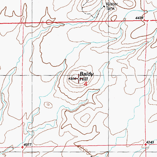Topographic Map of Baldy Hill, NM