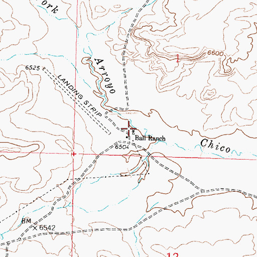 Topographic Map of Ball Ranch, NM