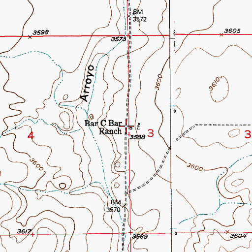Topographic Map of Bar C Bar Ranch, NM