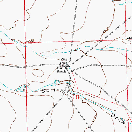 Topographic Map of Bar O Ranch, NM