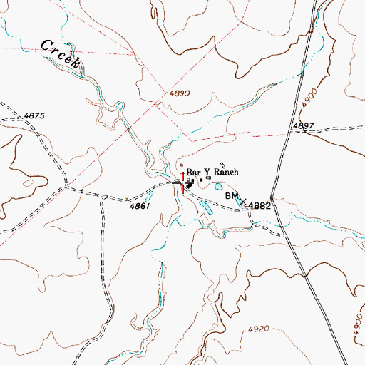 Topographic Map of Bar Y Ranch, NM