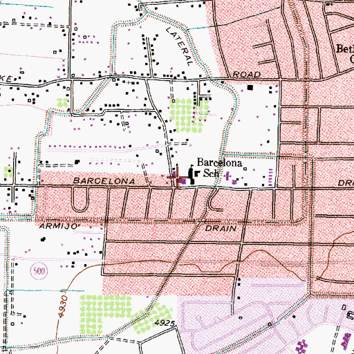 Topographic Map of Barcelona Elementary School, NM