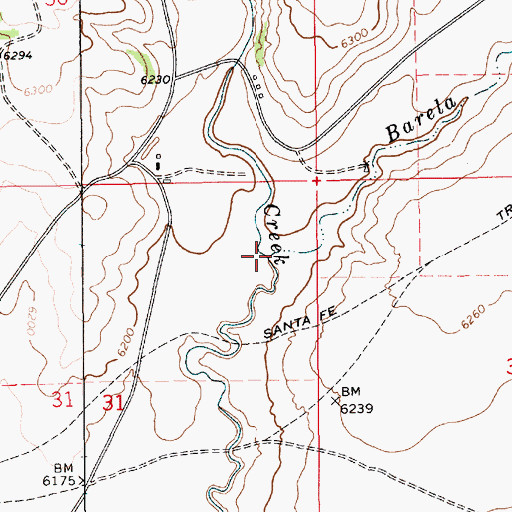Topographic Map of Barela Creek, NM