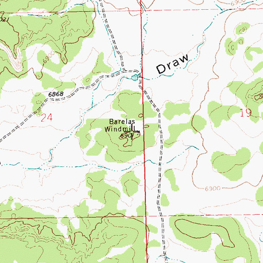 Topographic Map of Barelas Windmill, NM
