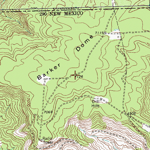 Topographic Map of Barker Dome, NM