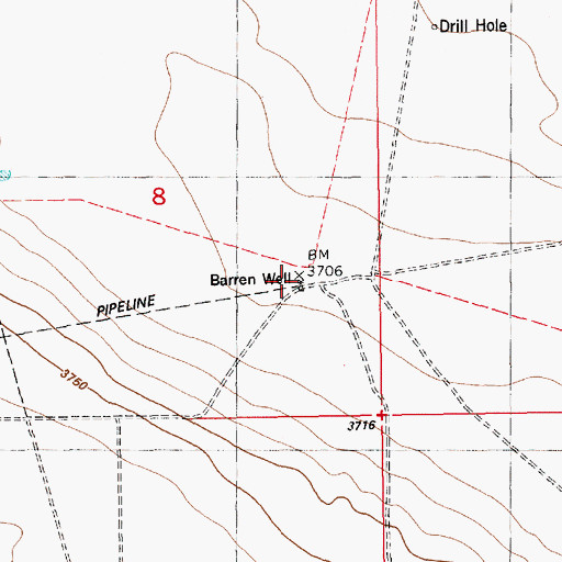 Topographic Map of Barren Well, NM