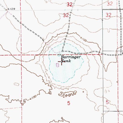 Topographic Map of Barringer Tank, NM