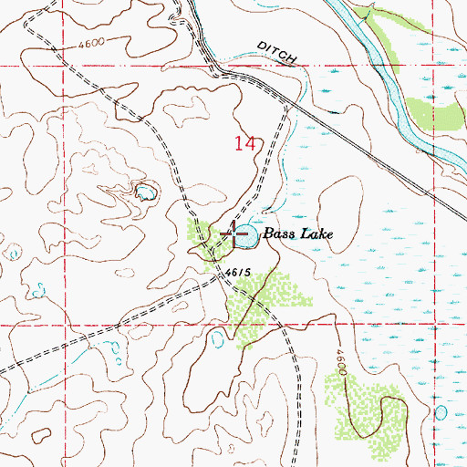 Topographic Map of Bass Lake, NM