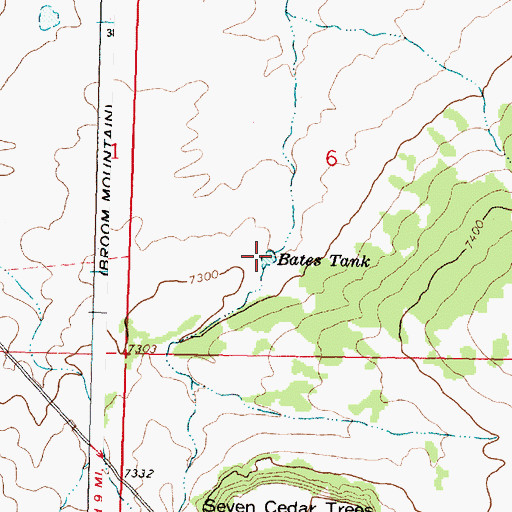 Topographic Map of Bates Tank, NM