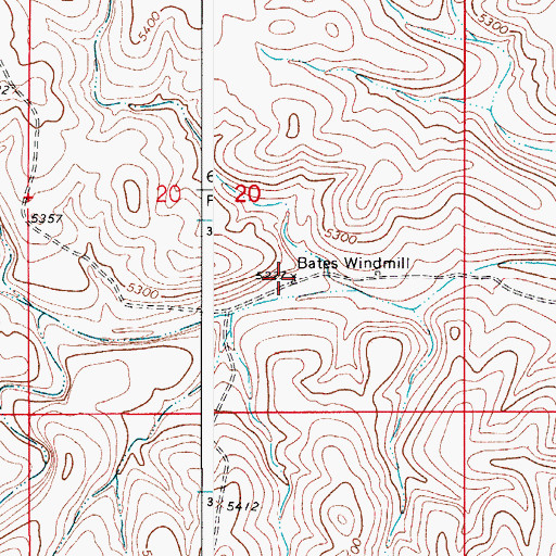 Topographic Map of Bates Windmill, NM