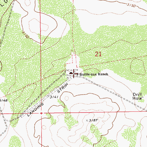 Topographic Map of Battle-axe Ranch, NM