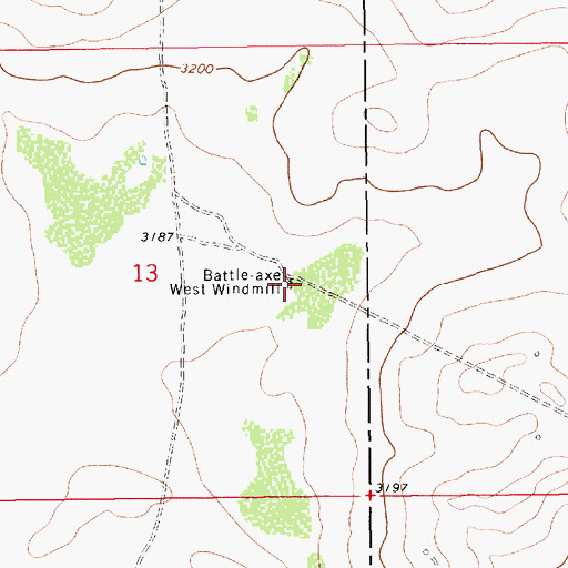 Topographic Map of Battle-axe West Windmill, NM