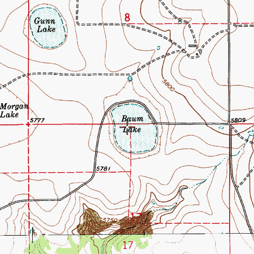 Topographic Map of Baum Lake, NM
