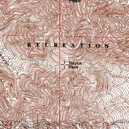 Topographic Map of Baylor Pass, NM