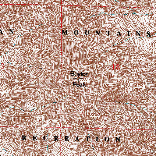 Topographic Map of Baylor Peak, NM