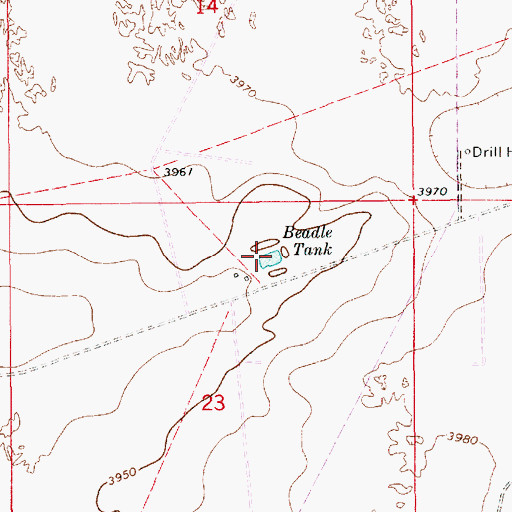 Topographic Map of Beadle Tank, NM