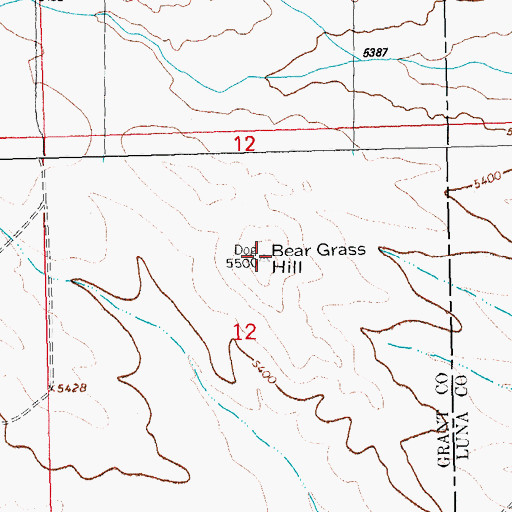 Topographic Map of Bear Grass Hill, NM