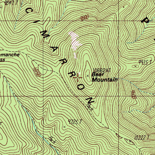 Topographic Map of Bear Mountain, NM