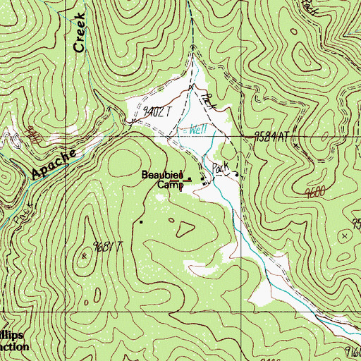 Topographic Map of Beaubien Camp, NM