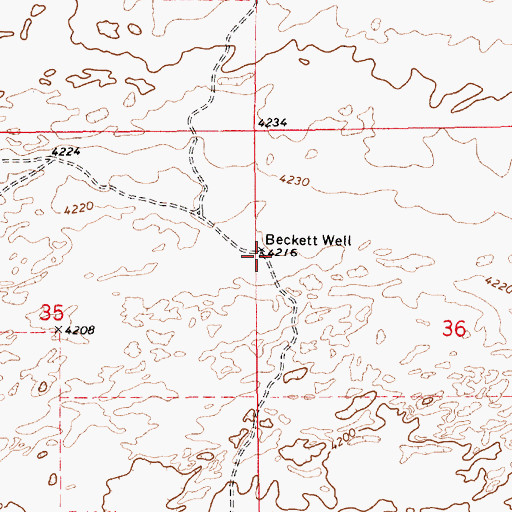 Topographic Map of Beckett Well, NM