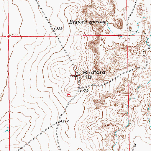 Topographic Map of Bedford Hill, NM
