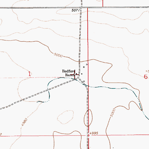 Topographic Map of Bedford Ranch, NM