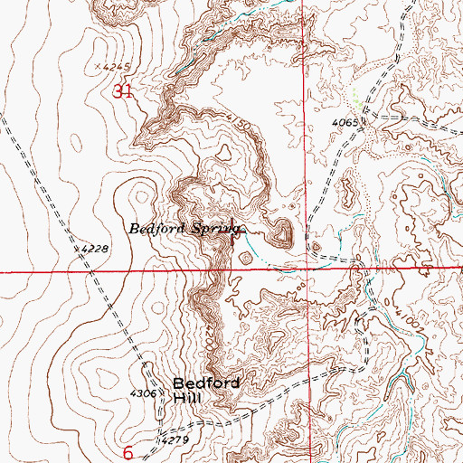 Topographic Map of Bedford Spring, NM