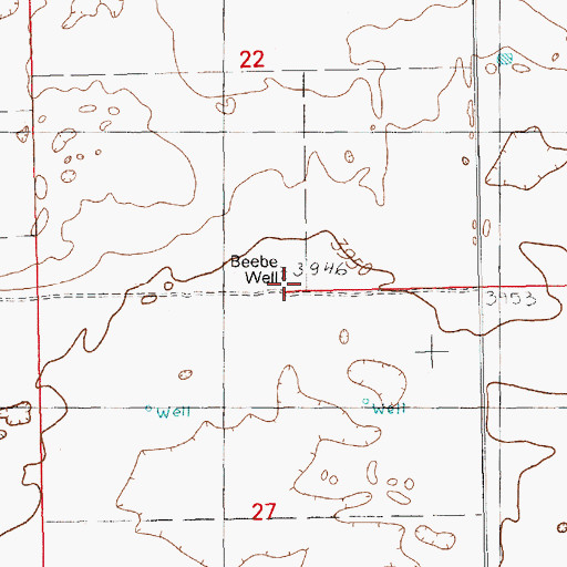 Topographic Map of Beebe Well, NM