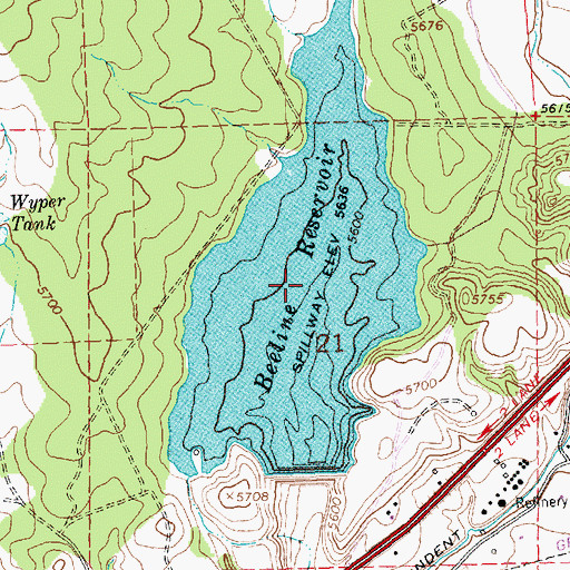 Topographic Map of Beeline Reservoir, NM