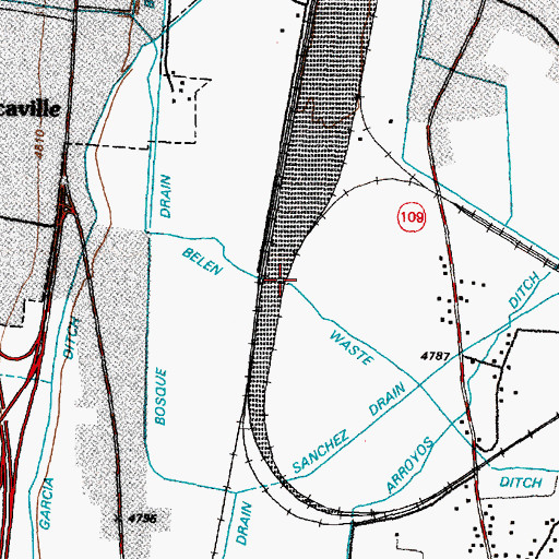 Topographic Map of Belen Waste Ditch, NM