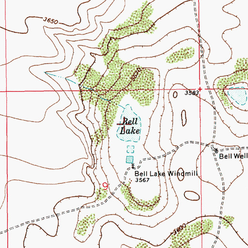 Topographic Map of Bell Lake, NM