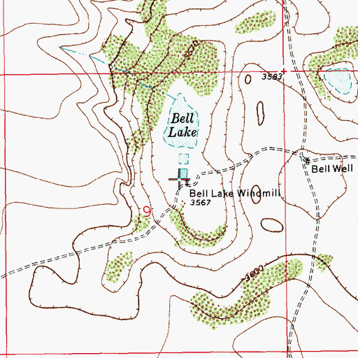Topographic Map of Bell Lake Windmill, NM
