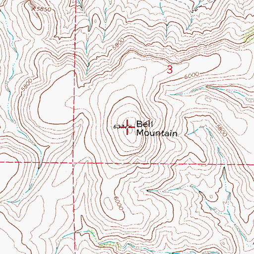 Topographic Map of Bell Mountain, NM