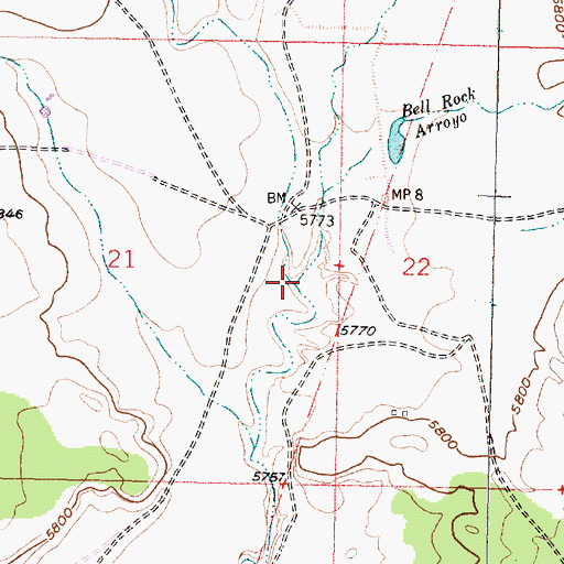Topographic Map of Bell Rock Arroyo, NM