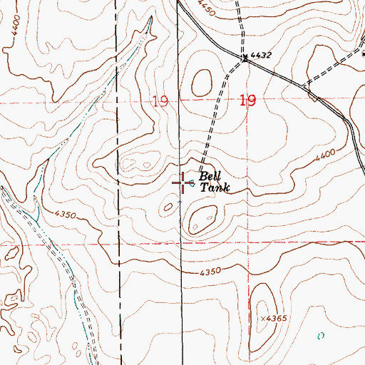 Topographic Map of Bell Tank, NM