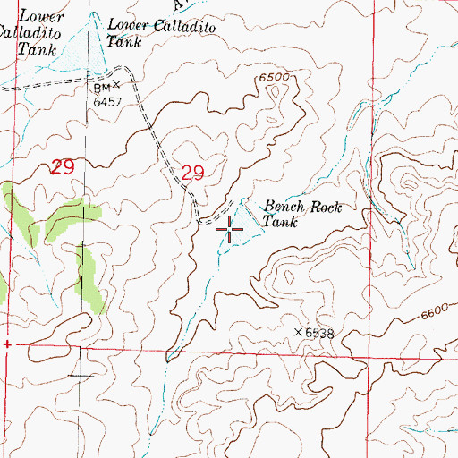 Topographic Map of Bench Rock Tank, NM