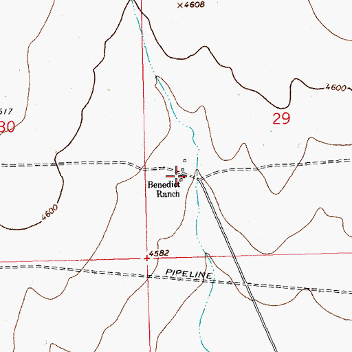 Topographic Map of Benedict Ranch, NM