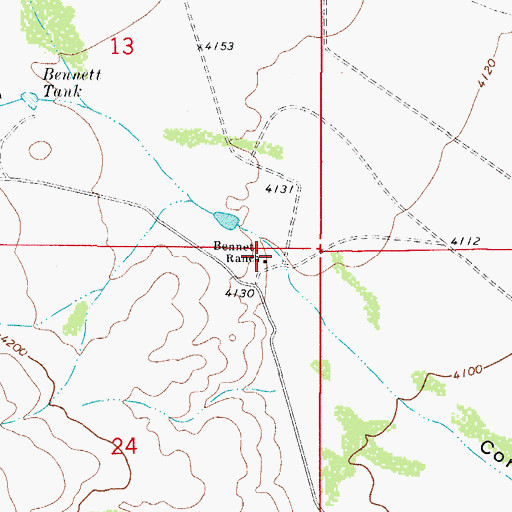 Topographic Map of Bennett Ranch, NM