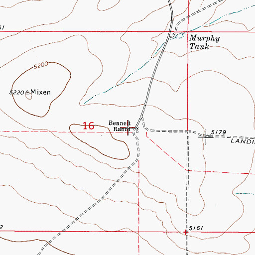 Topographic Map of Bennett Ranch, NM