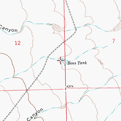 Topographic Map of Bens Tank, NM