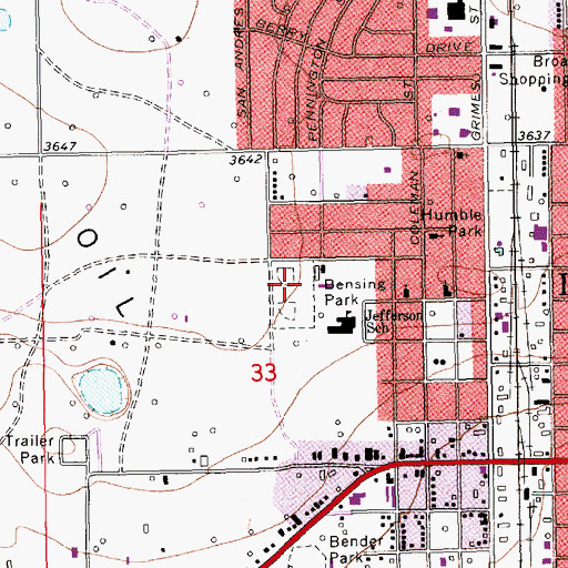 Topographic Map of Bensing Park, NM
