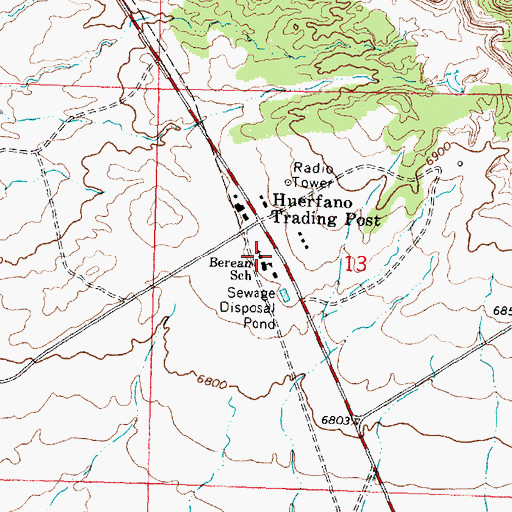 Topographic Map of Berean School, NM