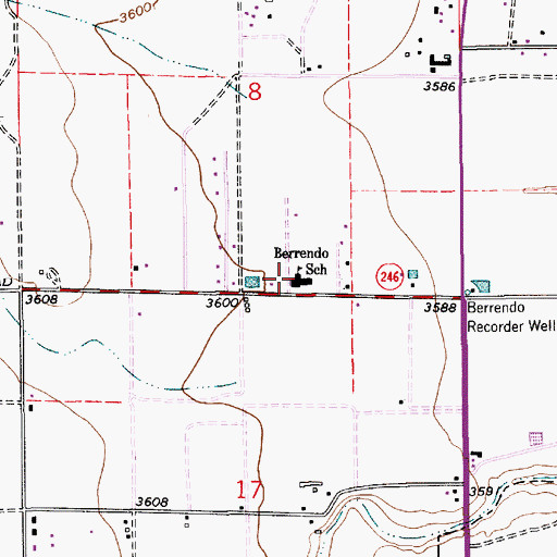 Topographic Map of Berrendo School, NM