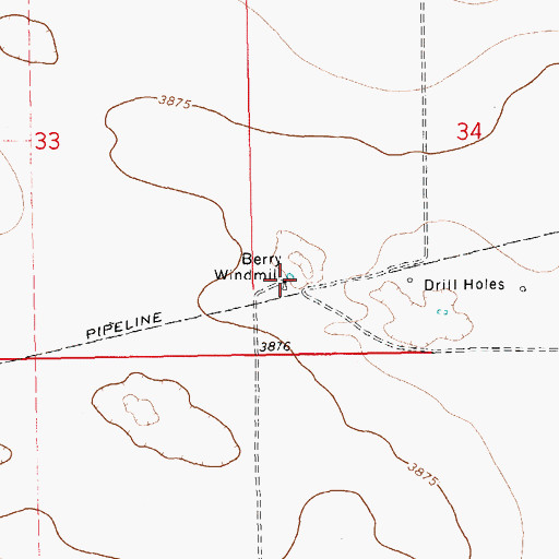 Topographic Map of Berry Windmill, NM