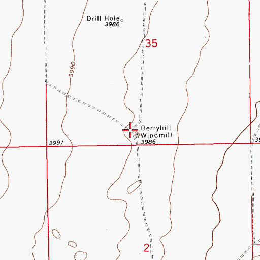 Topographic Map of Berryhill Windmill, NM